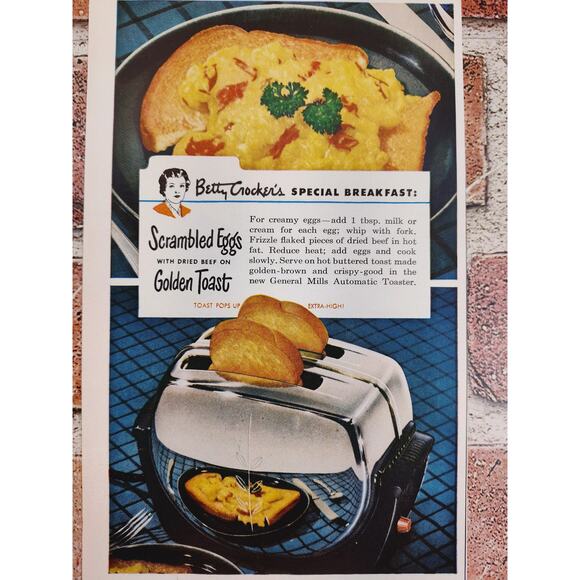 1950 Betty Crocker Special Breakfast Recipe Shiny Toaster Vtg Print Ad Kitchen - Picture 1 of 6